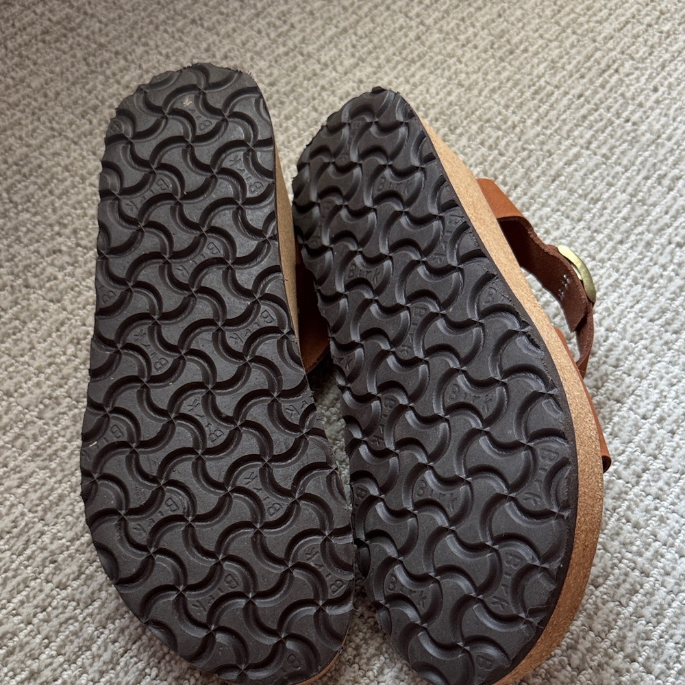 Papillio ' Tan Leather Ankle-Strap Cork Sandals - Picture 4 of 5